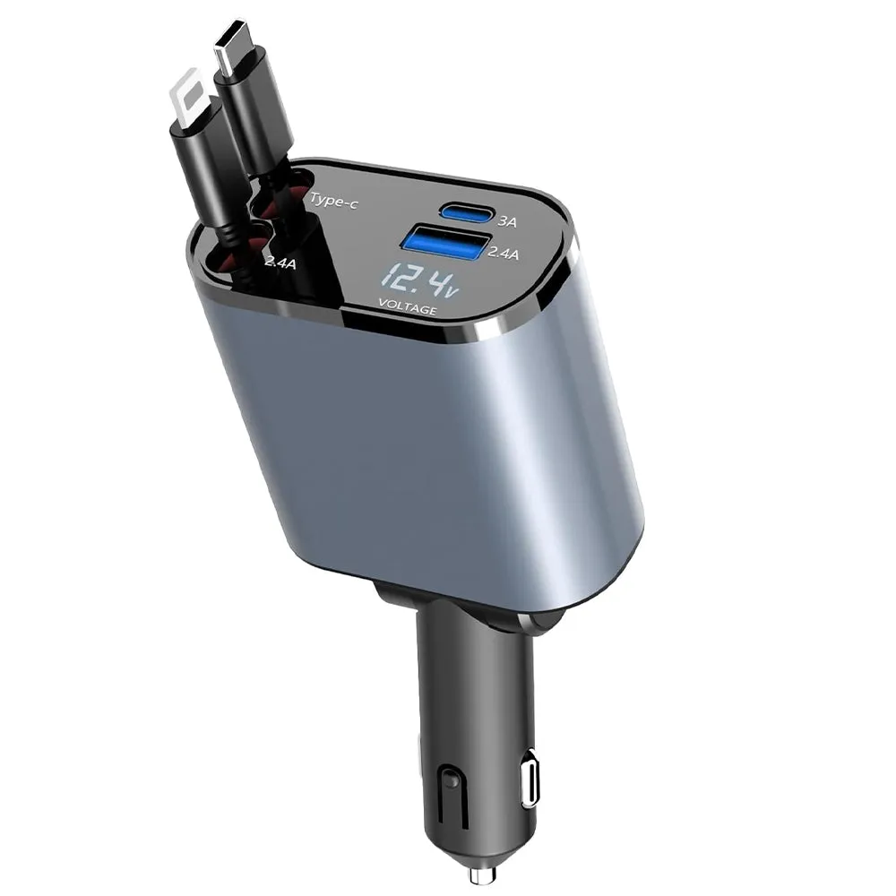 Ultimate 4 IN 1 Retraceable Car Charger - Cigarette Lighter