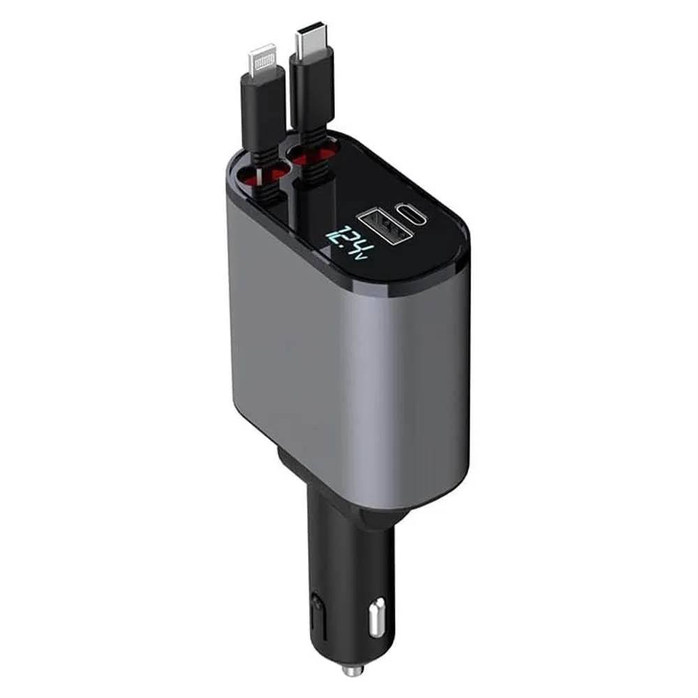 Ultimate 4 IN 1 Retraceable Car Charger - Cigarette Lighter