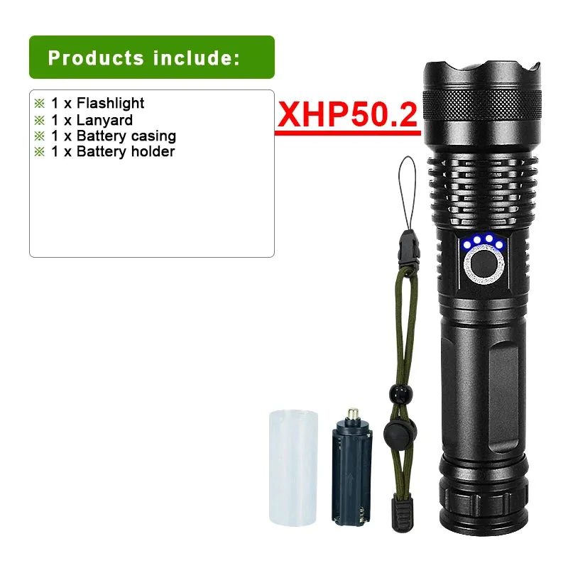 Ultra Powerful Flashlight XHP360 High Power Torch Light XHP50.2 Type C Rechargeable LED Flashlights Tactical Lantern For Camping