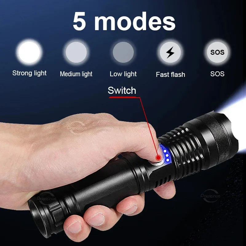 Ultra Powerful Flashlight XHP360 High Power Torch Light XHP50.2 Type C Rechargeable LED Flashlights Tactical Lantern For Camping