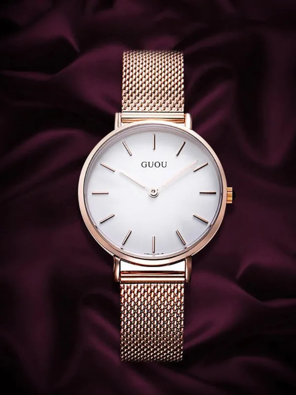 Ultra-thin Mesh Belt Quartz Womens' Watch