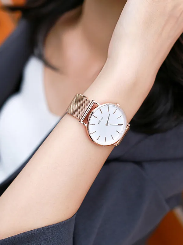 Ultra-thin Mesh Belt Quartz Womens' Watch