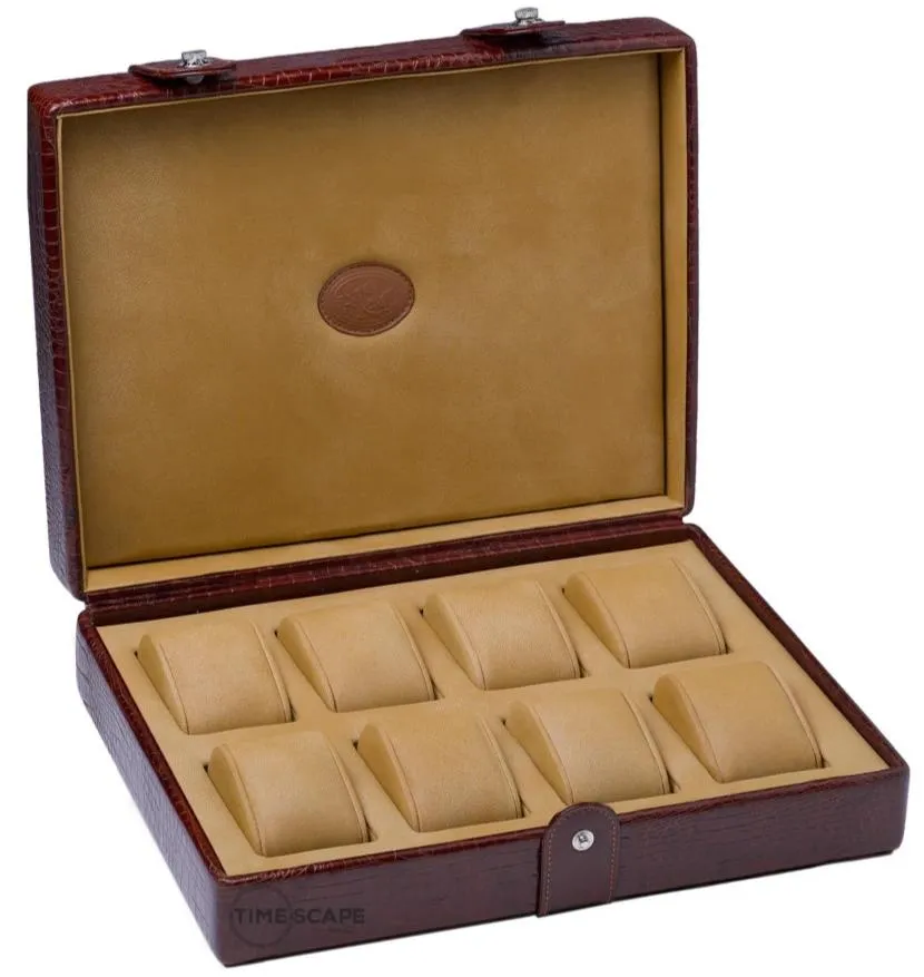 UNDERWOOD (LONDON) - 8-Unit Croco Watch Box  | UN218/CBRW