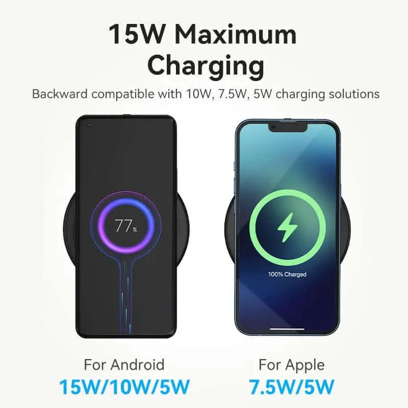 Vention Wireless Charger 15W Black Mirrored Surface Type