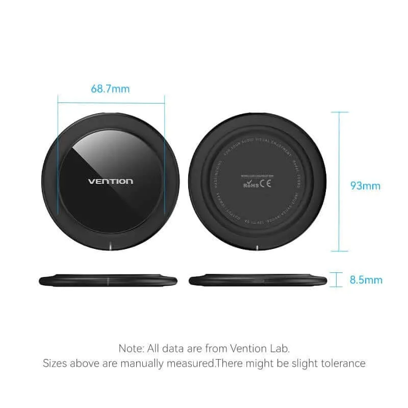 Vention Wireless Charger 15W Black Mirrored Surface Type