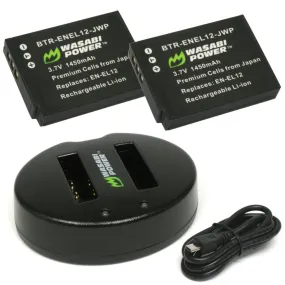 Wasabi Power Battery EN-EL12 (2-Pack) EL12 and Dual USB Charger for Nikon