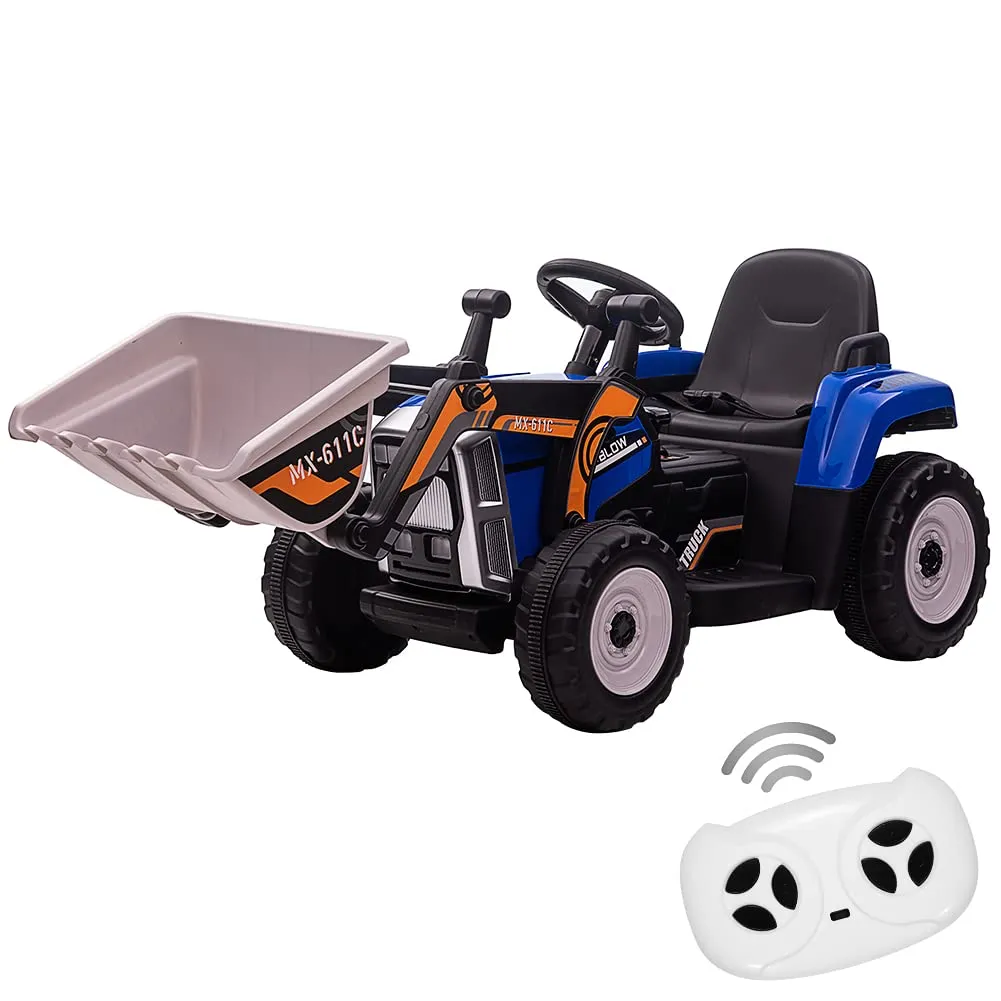 WHIZMAX Kids Ride on Excavator Electric Construction Vehicle with Bucket Blue