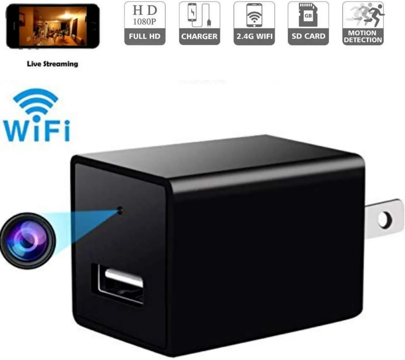 WiFi P2P Universal Phone Charger Covert Camera