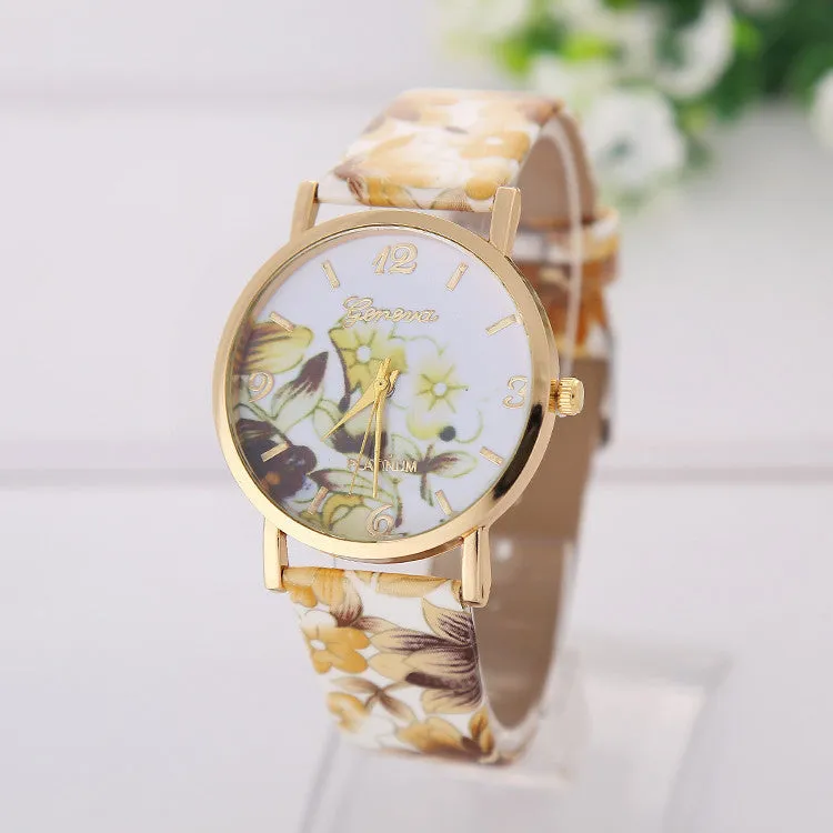 Women Watch Fashion Casual Colorful Flower Quartz Watch Ladies Geneva Watch Women Trendy Wristwatch Relogio Feminino Clock