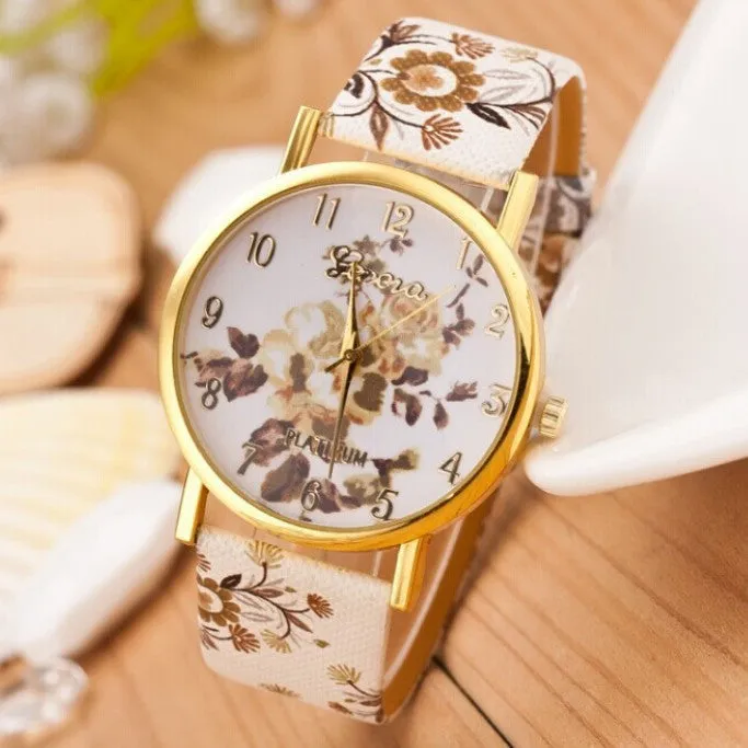 Women Watch Fashion Casual Colorful Flower Quartz Watch Ladies Geneva Watch Women Trendy Wristwatch Relogio Feminino Clock