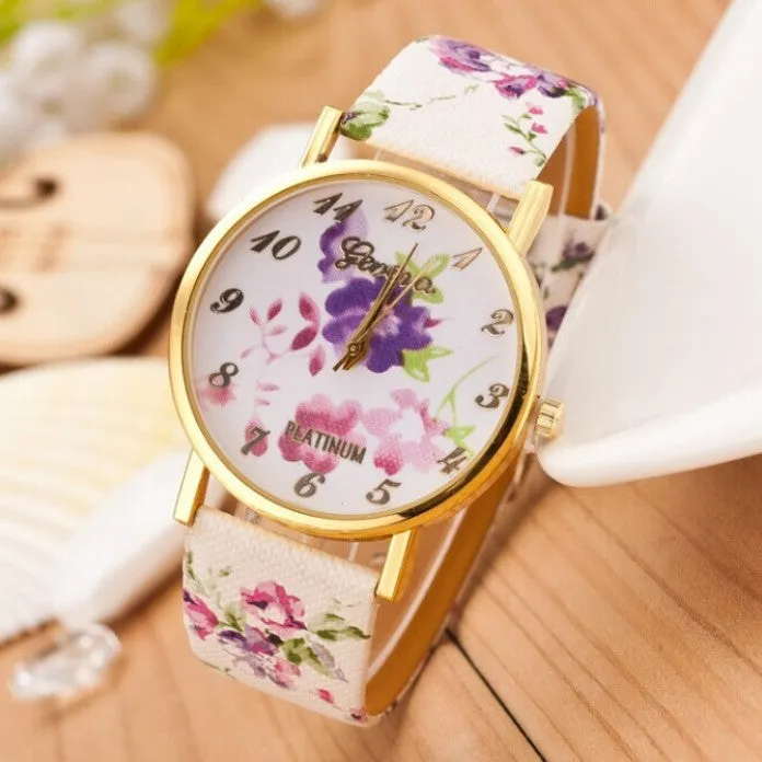 Women Watch Fashion Casual Colorful Flower Quartz Watch Ladies Geneva Watch Women Trendy Wristwatch Relogio Feminino Clock