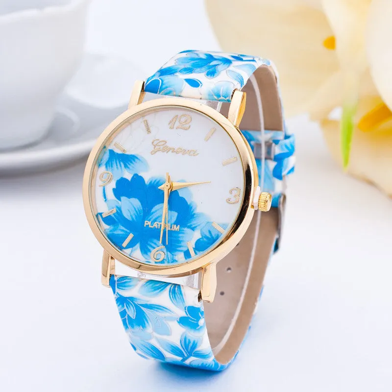 Women Watch Fashion Casual Colorful Flower Quartz Watch Ladies Geneva Watch Women Trendy Wristwatch Relogio Feminino Clock