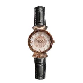 Women's Watch Rhinestone Shell Dial leather strap fashion quartz watch