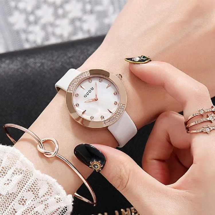 Women's Watch Round Dial Ultra-thin leather Strap simple watch