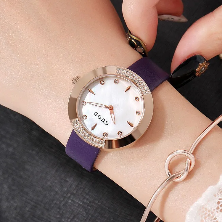 Women's Watch Round Dial Ultra-thin leather Strap simple watch