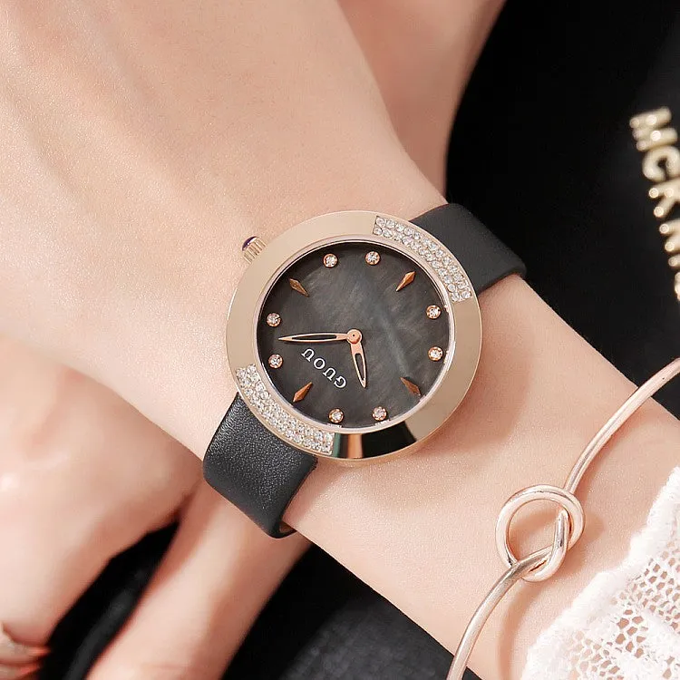 Women's Watch Round Dial Ultra-thin leather Strap simple watch