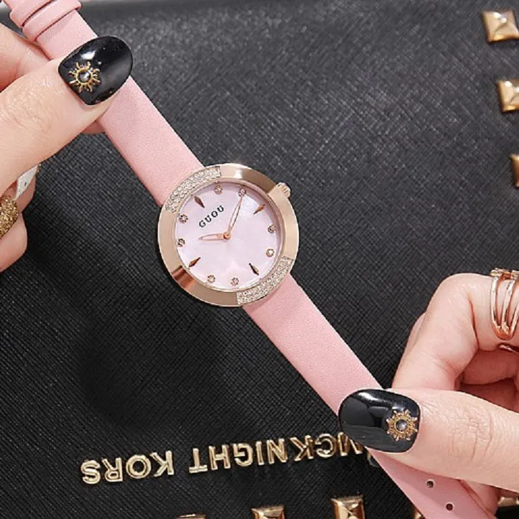 Women's Watch Round Dial Ultra-thin leather Strap simple watch