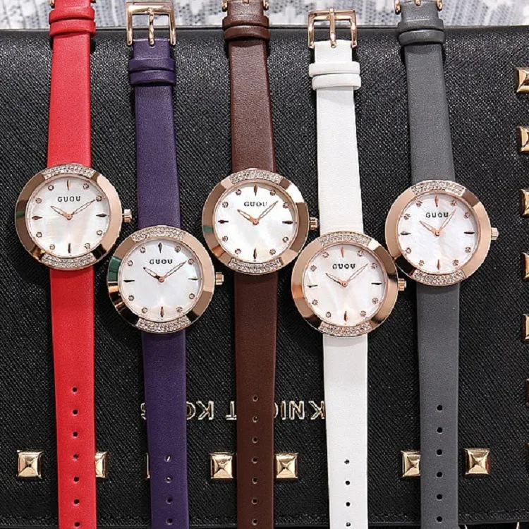 Women's Watch Round Dial Ultra-thin leather Strap simple watch