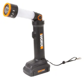 WORX WX027L Multi-Function Flashlight, 1.5 Ah, Lithium-Ion Battery, LED Lamp, 130 Lumens, Black :EA: QUANTITY: 1