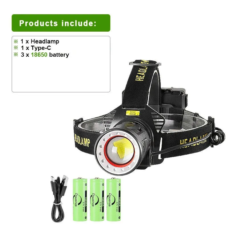 XHP360 LED Most Powerful Headlamp USB Rechargeable Headlight 18650 Infrared Sensor Head Torch Lighting Fishing Work Head Lantern