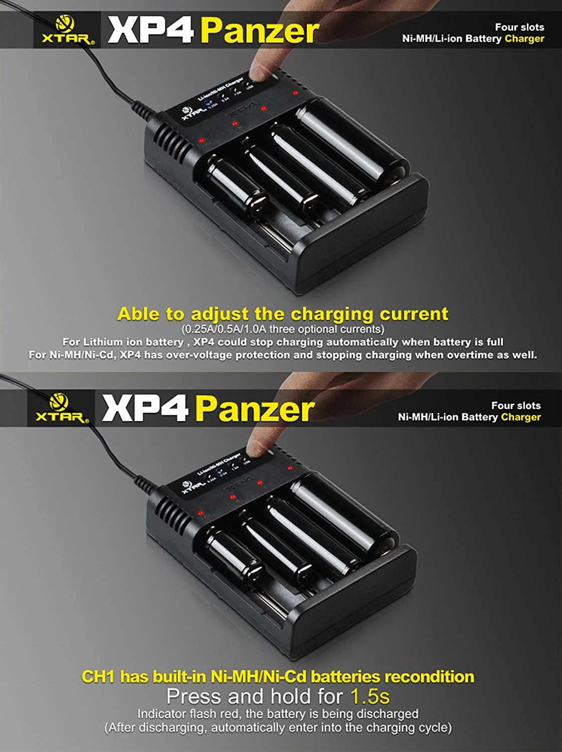 Xtar XP4 Panzer Ni-MH/Li-ion Battery Charger