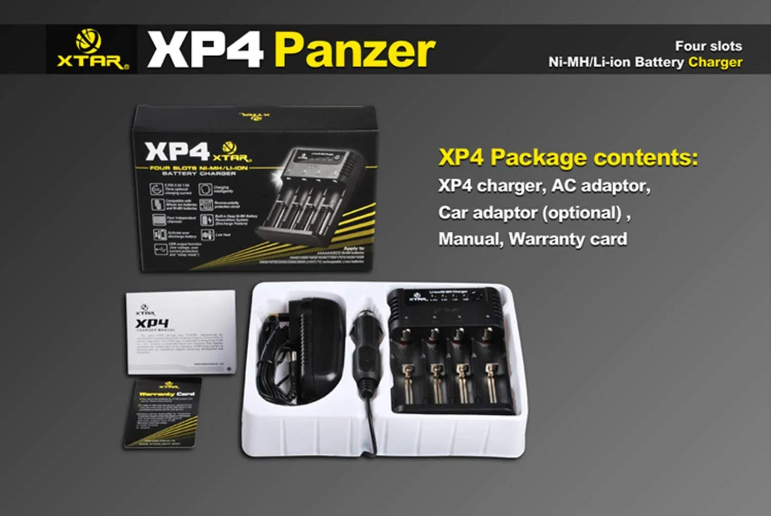 Xtar XP4 Panzer Ni-MH/Li-ion Battery Charger